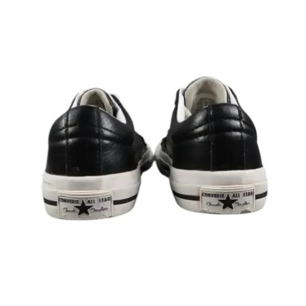Converse Shoes Kids 3 Sneakers One Star Ox Junior Black Leather Trainer Lace Up